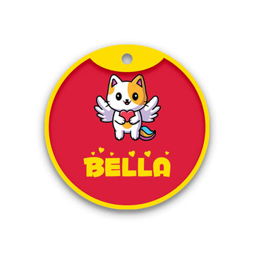 Customized Cat Id Tags - Cartoon Cat Unicorn